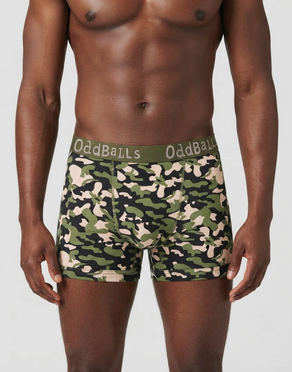 Cow, tartan & camo print cotton boxer shorts 3 pack