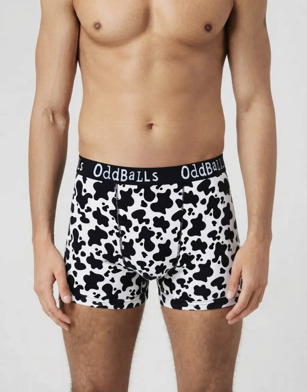 Cow, tartan & camo print cotton boxer shorts 3 pack