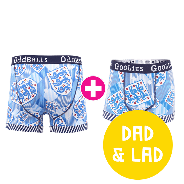 England FA Retro Dad & Lad Bundle - Mens Boxer Shorts & Kids Boxer Shorts Bundle