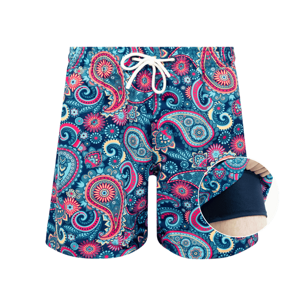 Navy & Fancy Pants Bundle - Mens Compression Swim Shorts 2 Pack
