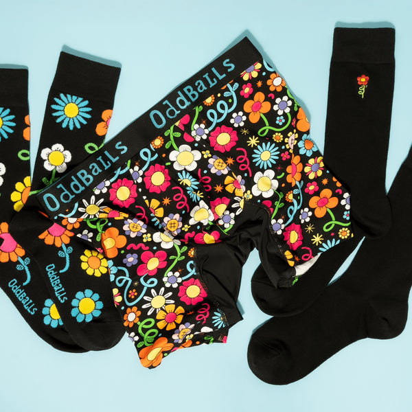 Petal Power Bundle - Mens Bamboo Boxer Shorts & Matching Socks