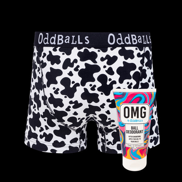 Fat Cow - Mens Boxer Shorts & Ball Deodorant Bundle