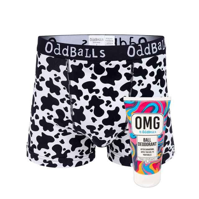 Fat Cow - Mens Boxer Shorts & Ball Deodorant Bundle