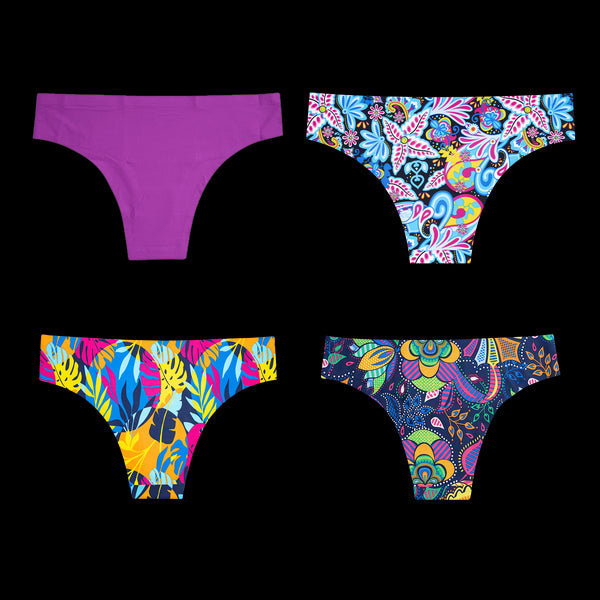 Floral Bundle - Ladies Seamless Brazilian Briefs 4 Pack Bundle