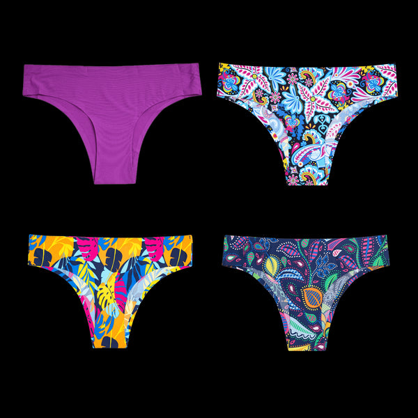 Floral Bundle - Ladies Seamless Brazilian Briefs 4 Pack Bundle