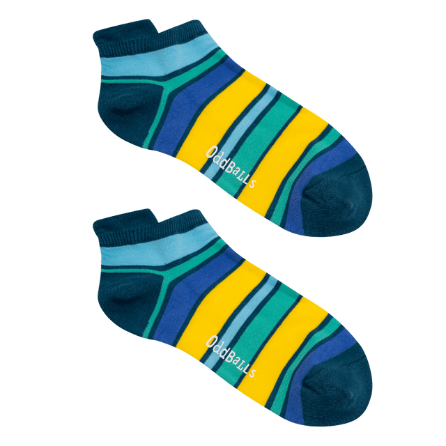 Green Dual Stripes - Ankle Trainer Socks