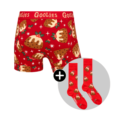 Christmas Puddings Bundle - Kids Boxer Shorts & Matching Socks