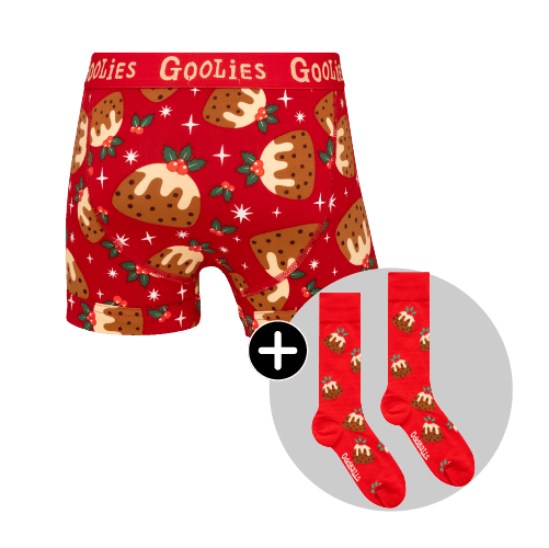 Christmas Puddings Bundle - Kids Boxer Shorts & Matching Socks