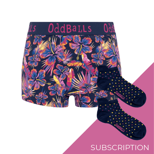 Women's Patterned Cotton Boxer Shorts Subscription - 12 Months Prepaid (Free Socks + Free Delivery!)