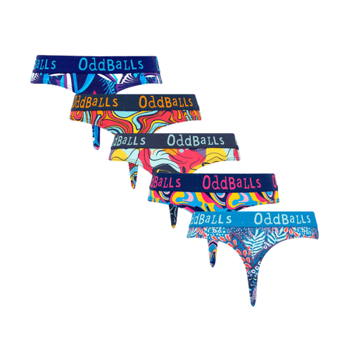 Island Time Bundle - Ladies Cotton Thong 5 Pack