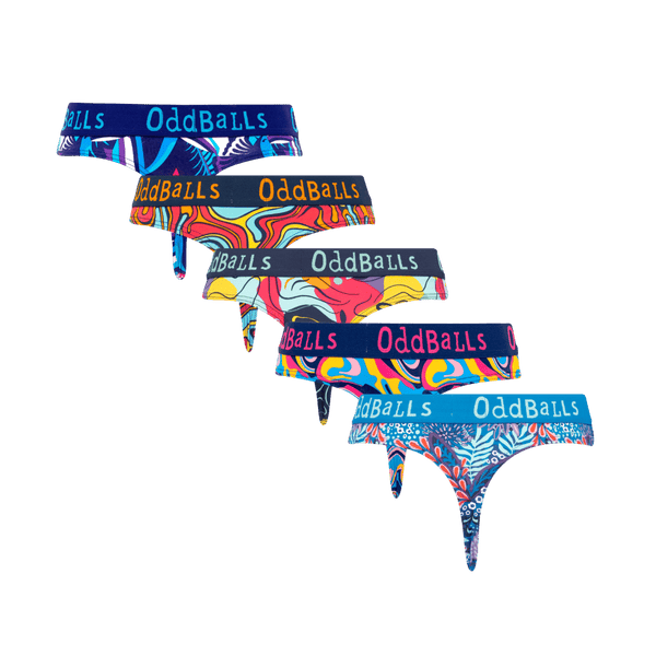 Island Time Bundle - Ladies Cotton Thong 5 Pack back