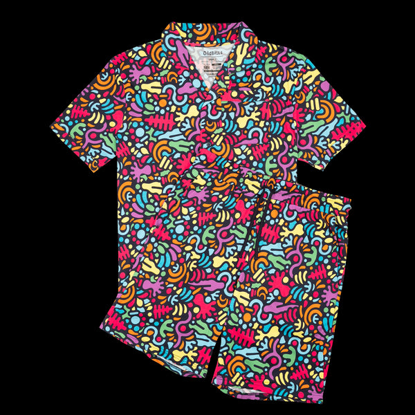 Jurassic - Modal Men's Short Button Up Pyjamas Set