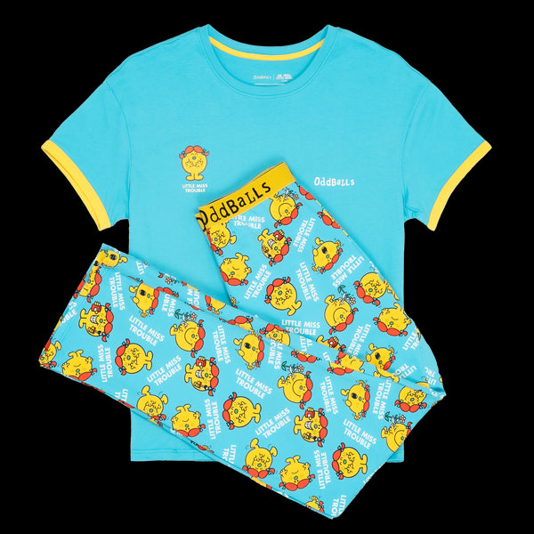 Womens Long Pyjamas - Little Miss Trouble - Trousers & T-Shirt