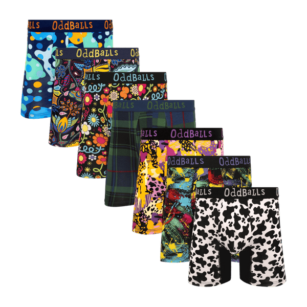 Lucky Bums Bundle - Mens Bamboo Boxer Shorts 7 Pack front