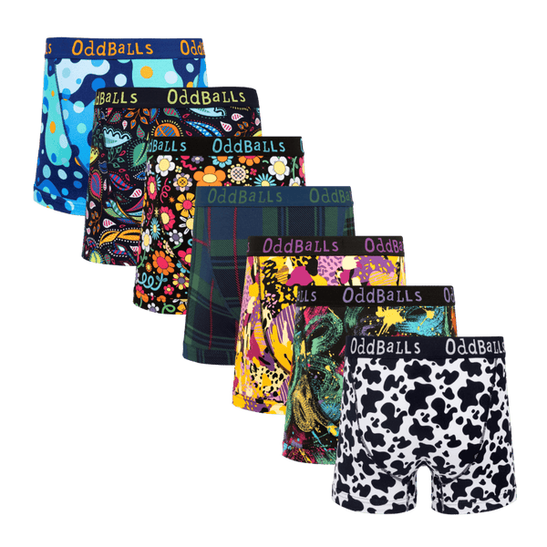 Lucky Bums Bundle - Mens Cotton Boxer Shorts 7 Pack back