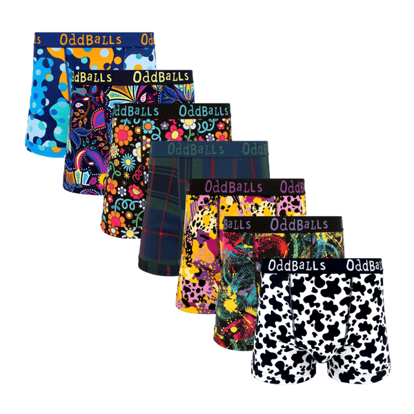 Lucky Bums Bundle - Mens Cotton Boxer Shorts 7 Pack front