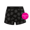 Black ladies boxer shorts with England FA pattern and 'Improved Fit' label on a white background