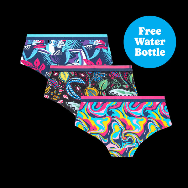 Little Loves - Girls Knickers 3 Pack Bundle + Free Water Bottle