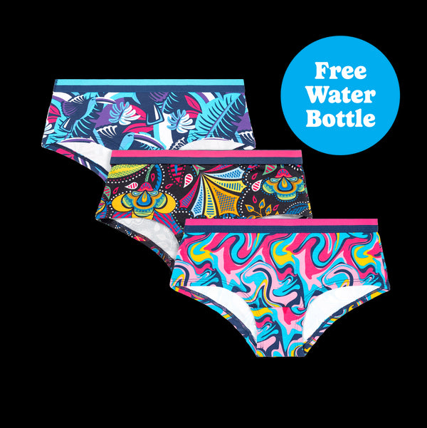 Little Loves - Girls Knickers 3 Pack Bundle + Free Water Bottle