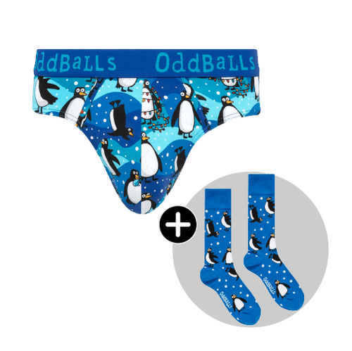 Penguins Bundle - Mens Cotton Briefs & Matching Socks