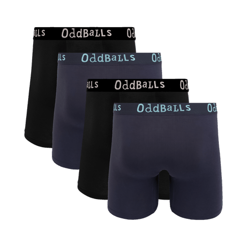 Black & Midnight Bundle - Mens Bamboo Boxer Shorts 4 Pack Bundle