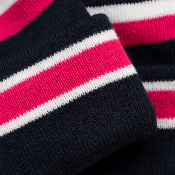 Navy / Pink / White - Bobble Hat