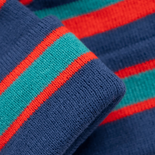 Navy / Red / Green- Bobble Hat