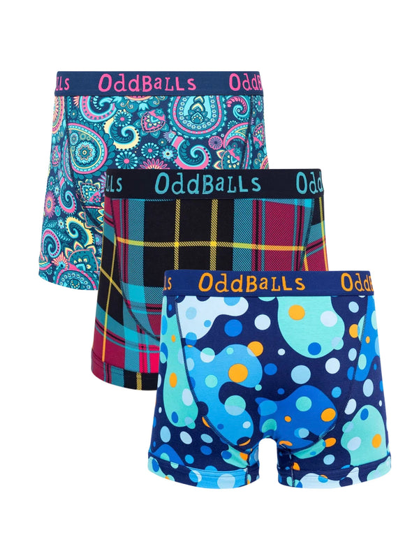 Space, tartan & paisley print cotton boxer shorts 3 pack
