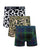 Check, camo & cow print cotton boxer shorts 3 pack
