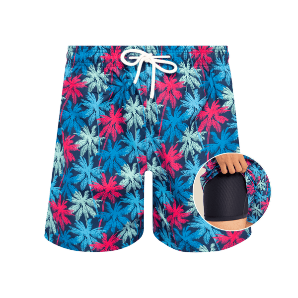 Adult Compression Swim Shorts - Palm Trees
