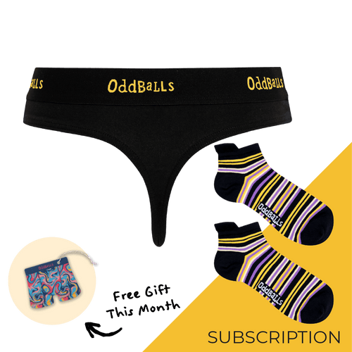 Women's Plain Thong Subscription - 12 Month Prepaid (Free Socks + Free Delivery!)