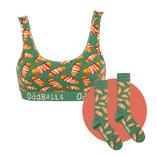 Pigs In Blankets Bundle - Ladies Bralette & Sock