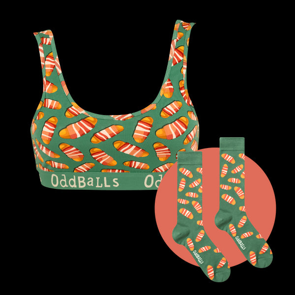 Pigs In Blankets Bundle - Ladies Bralette & Sock