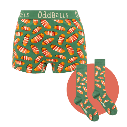 Pigs In Blankets Bundle - Ladies Boxer Shorts & Sock