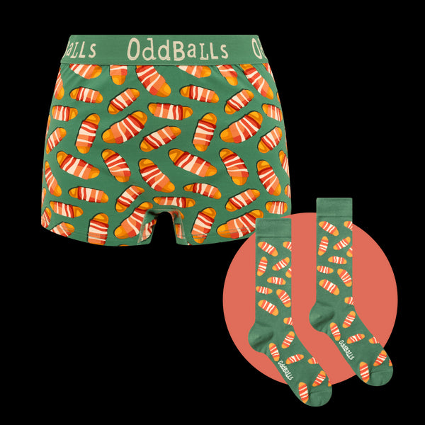 Pigs In Blankets Bundle - Ladies Boxer Shorts & Sock