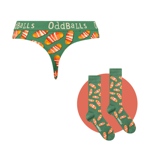 Pigs In Blankets Bundle - Ladies Thong & Sock