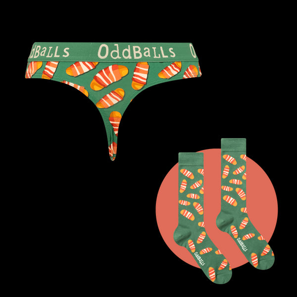 Pigs In Blankets Bundle - Ladies Thong & Sock