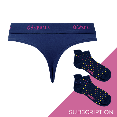Women's Plain Thong Subscription - 12 Month Prepaid (Free Socks + Free Delivery!)