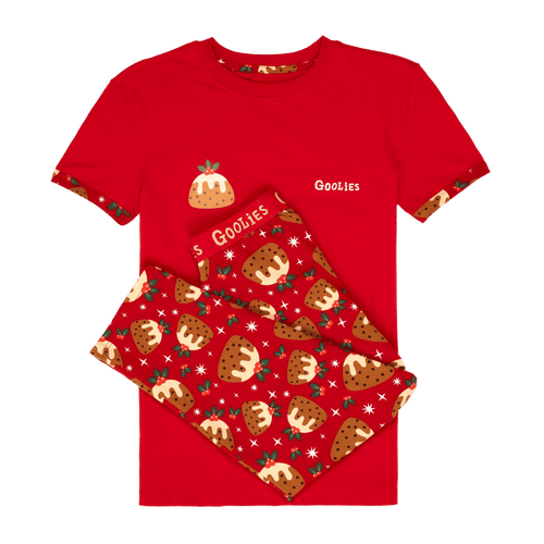 Christmas Puddings - Kids Long Pyjamas Set (T-Shirt & Trousers)
