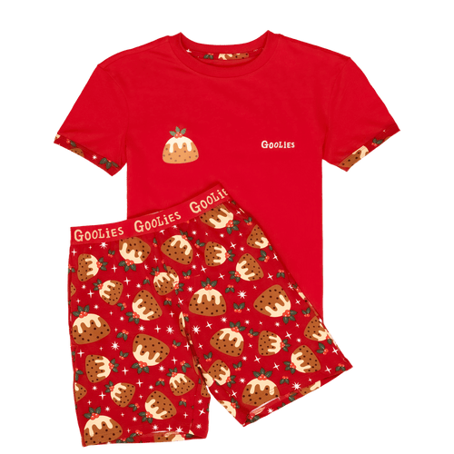 Christmas Puddings - Kids Short Pyjamas Set (T-Shirt & Shorts)