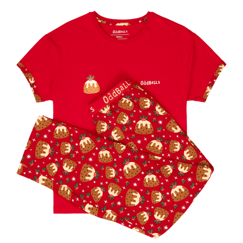 Christmas Puddings - Women's Long Pyjamas Set (T-Shirt & Trousers)