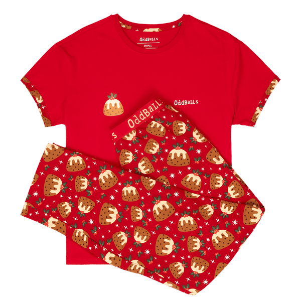 Christmas Puddings - Women's Long Pyjamas Set (T-Shirt & Trousers)