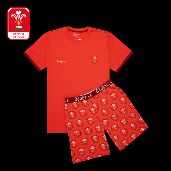 Mens Pyjamas - Welsh Rugby Union - Shorts & T-Shirt
