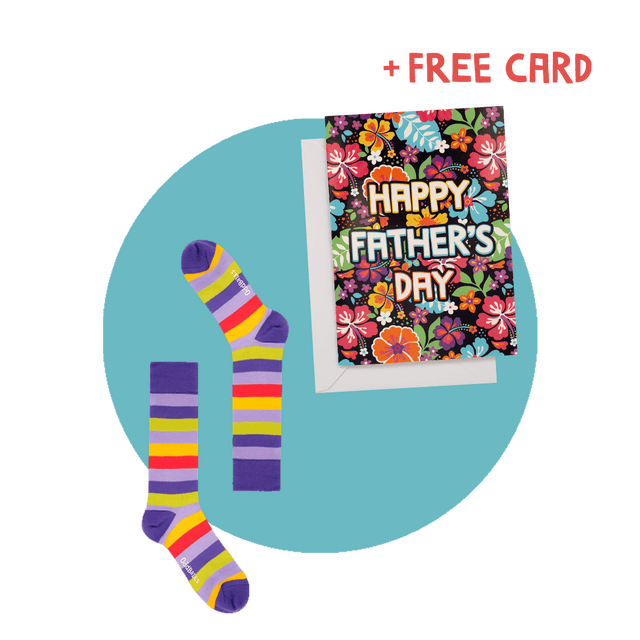 Purple Stripes Socks & Father's Day Card Bundle