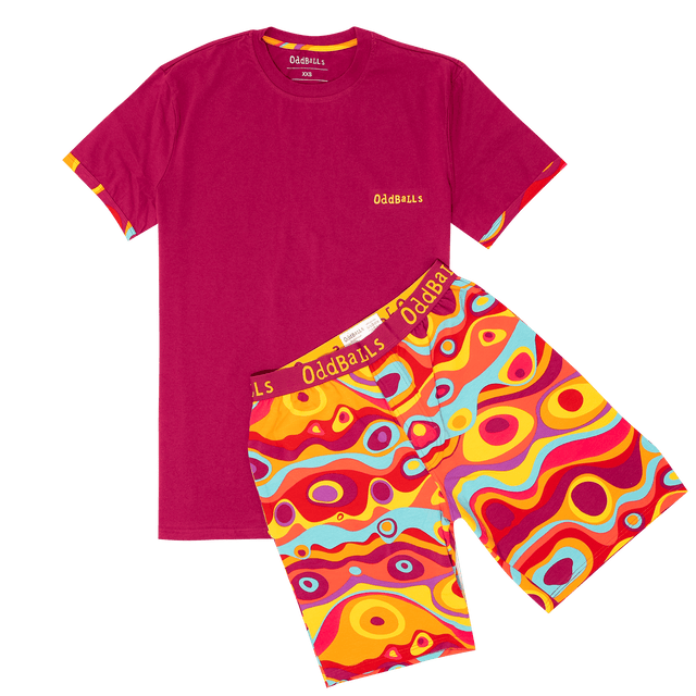Mens Short Pyjamas - Retro - Shorts & T-Shirt