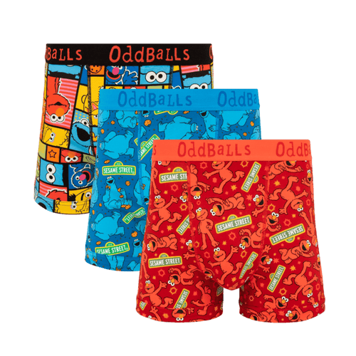 Sesame Street Bundle - Mens Cotton Boxer Shorts 3 Pack
