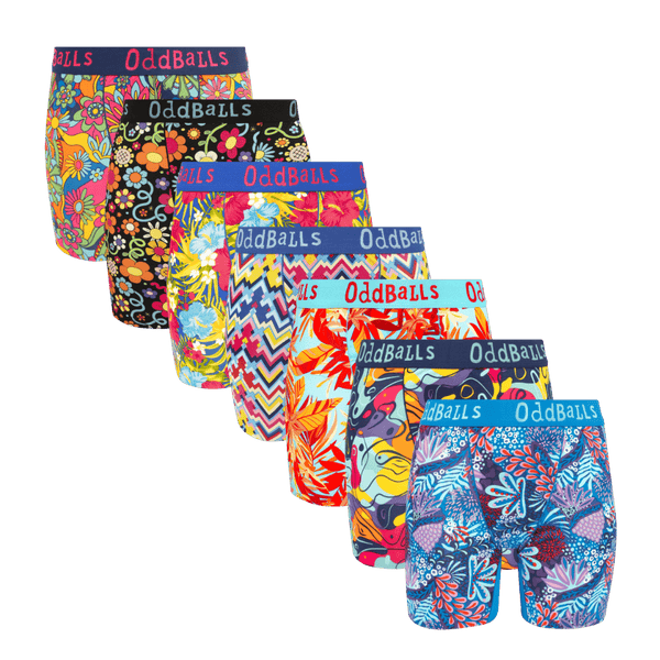 Suns Out Bums Out Bundle - Ladies Bamboo Boxer Shorts 7 Pack front