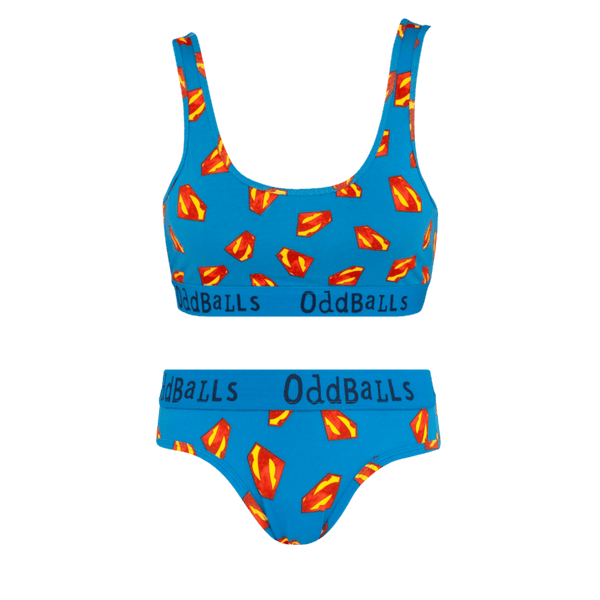 Superman Blue Bundle - Womens Bralette & Briefs Matching Set front