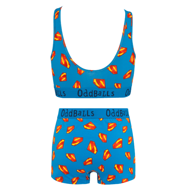 Superman Blue - Womens Bralette & Boxers Matching Set Bundle back
