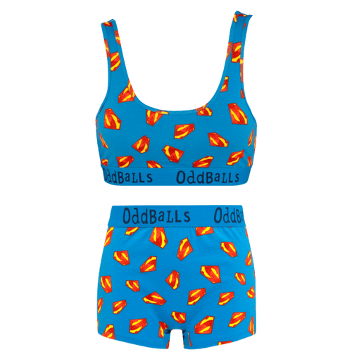 Superman Blue - Womens Bralette & Boxers Matching Set Bundle